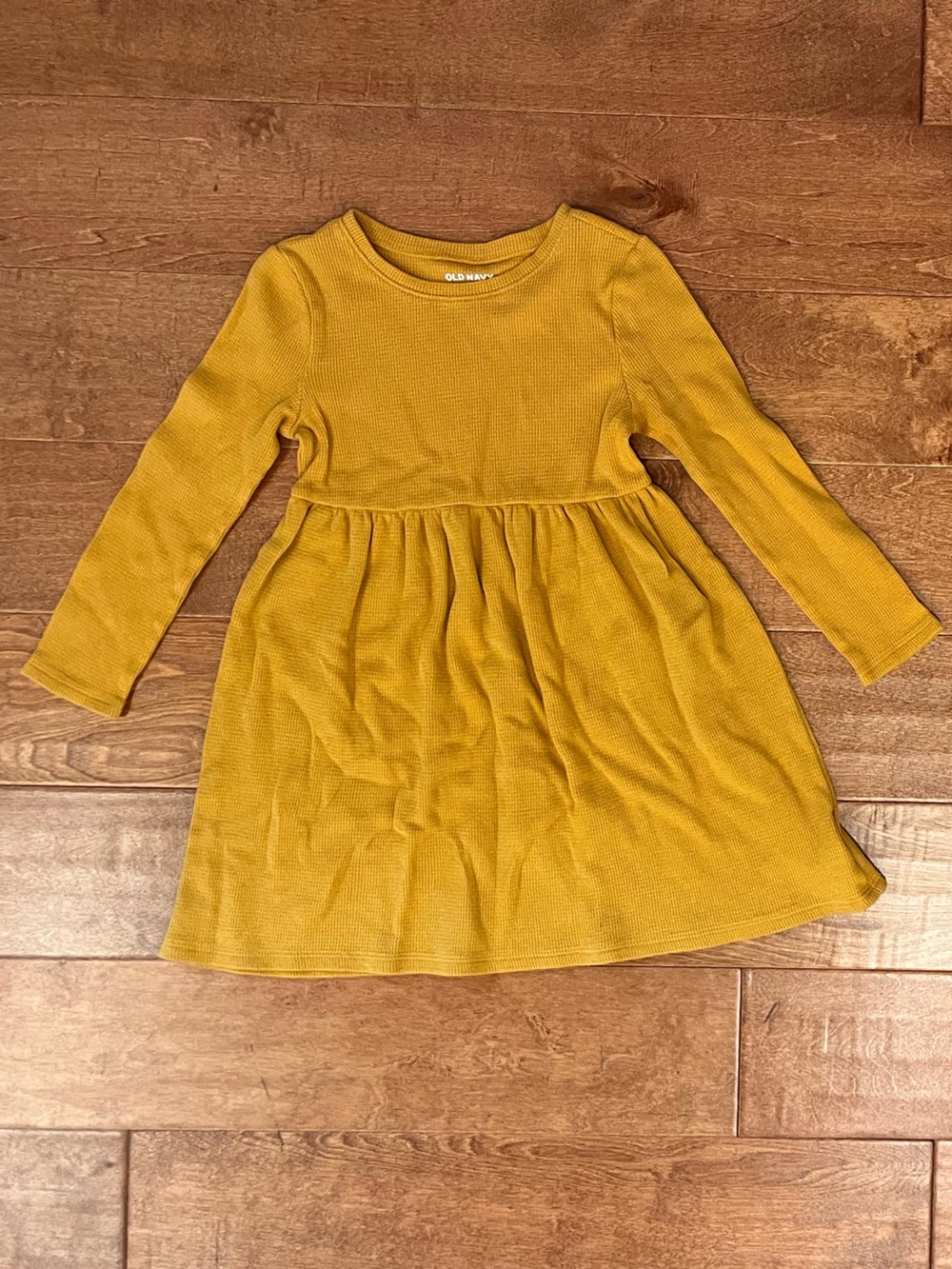 Toddler Girls Old Navy Long-Sleeve Waffle Knit Dress - 5T - Mustard Yellow